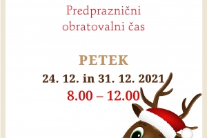 Predpraznični obratovalni čas knjižnice