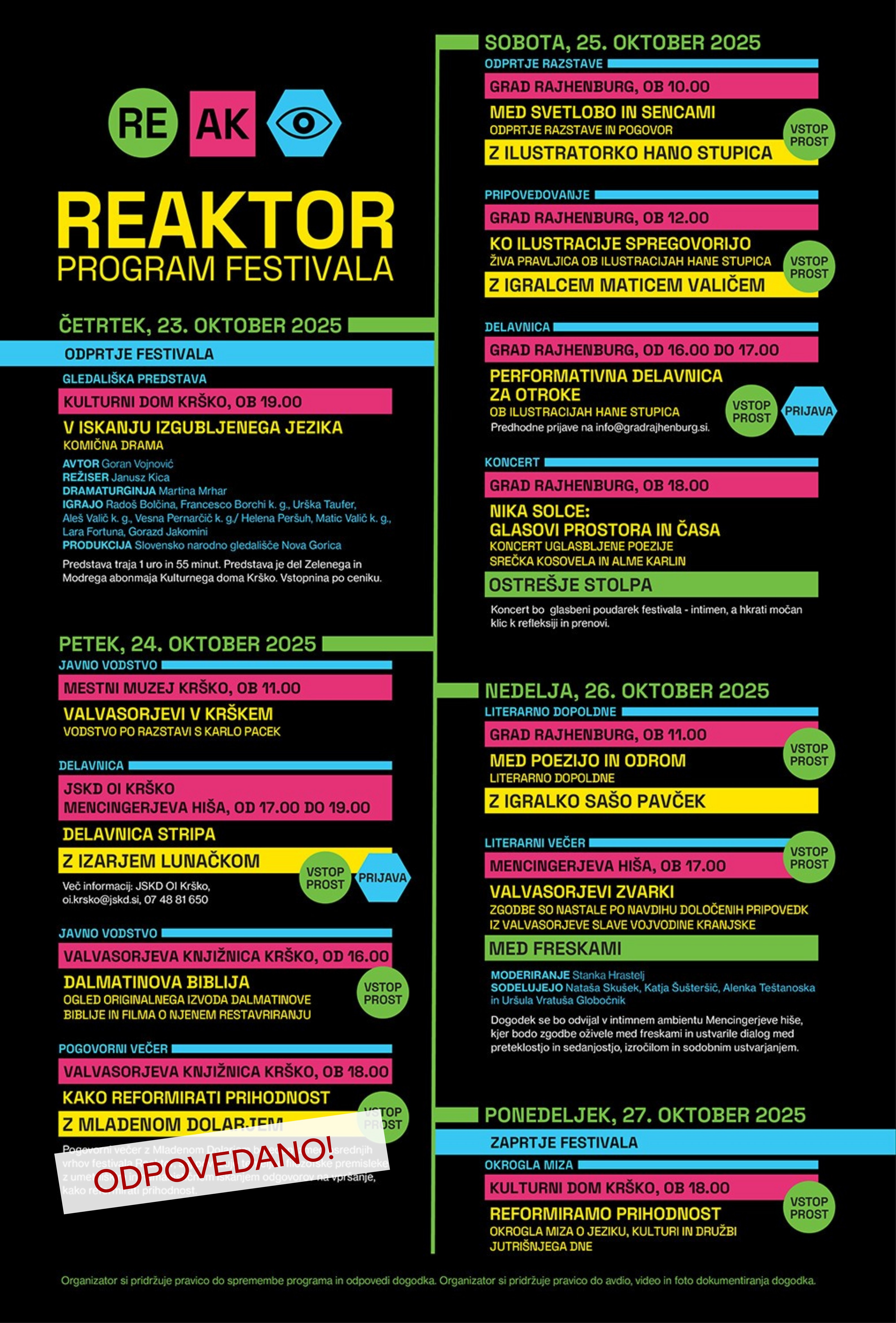 Program festivala Reaktor